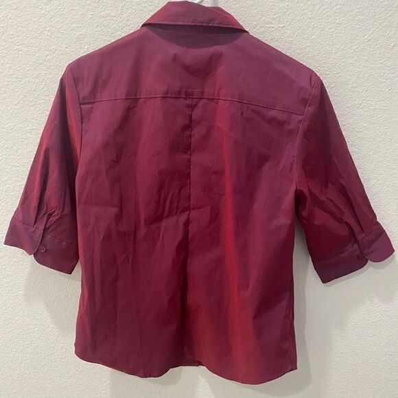 Express Burgandy/Pink Iridescent Button Up Shirt Size 9/10 - Picture 4 of 5